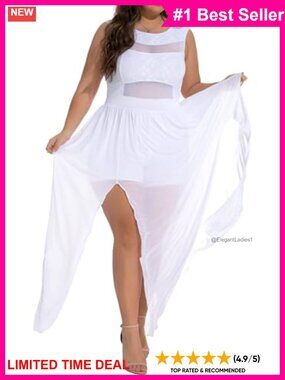Plus Size Maxi Jumpsuit Double Slits Lace Chiffon Formal Party